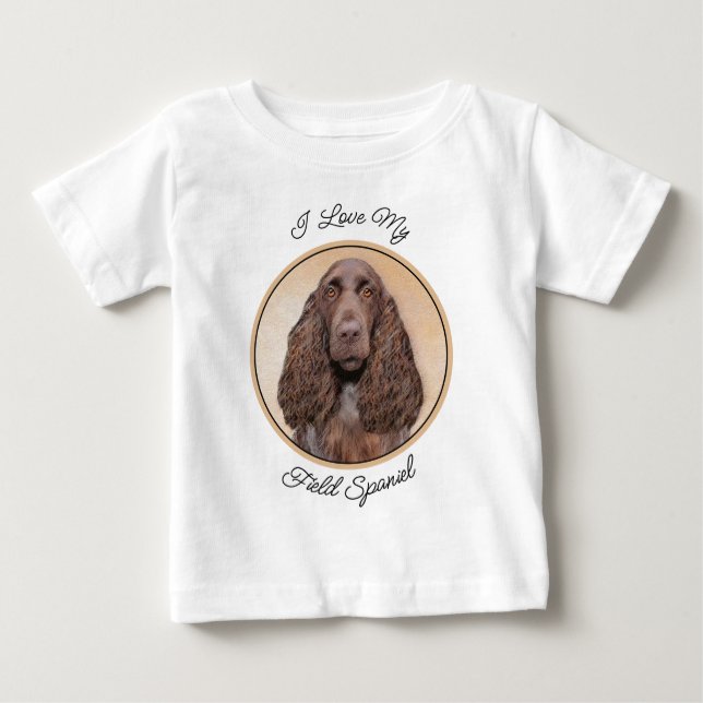 Field Spaniel Painting - Cute Original Dog Art Baby T-Shirt (Front)