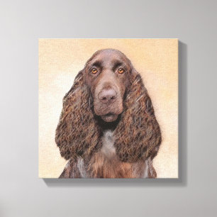 Field Spaniel Painting - Cute Original Dog Art Canvas Print