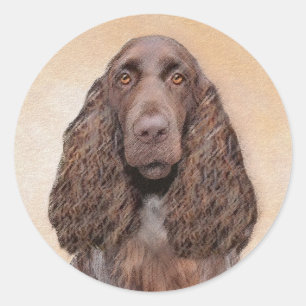 Field Spaniel Painting - Cute Original Dog Art Classic Round Sticker