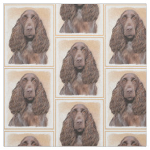 Field Spaniel Painting - Cute Original Dog Art Fabric