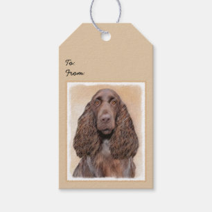 Field Spaniel Painting - Cute Original Dog Art Gift Tags
