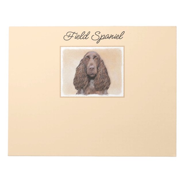 Field Spaniel Painting - Cute Original Dog Art Notepad (Front)