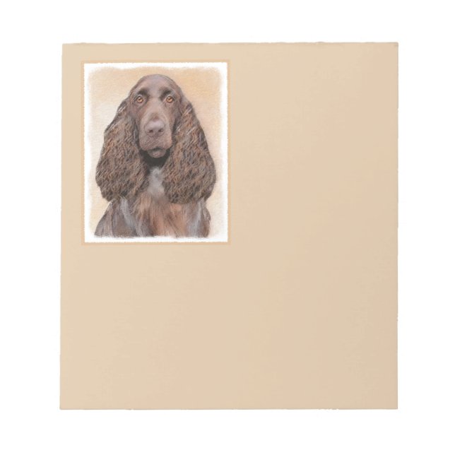 Field Spaniel Painting - Cute Original Dog Art Notepad (Front)