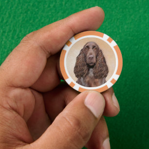 Field Spaniel Painting - Cute Original Dog Art Poker Chips