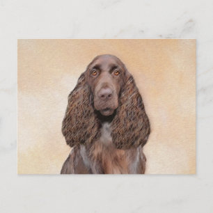 Field Spaniel Painting - Cute Original Dog Art Postcard
