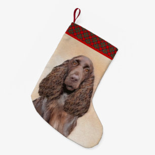 Field Spaniel Painting - Cute Original Dog Art Small Christmas Stocking