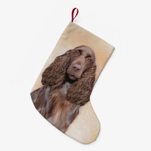 Field Spaniel Painting - Cute Original Dog Art Small Christmas Stocking