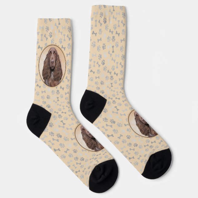 Field Spaniel Painting - Cute Original Dog Art Socks (Right)