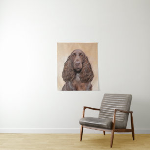 Field Spaniel Painting - Cute Original Dog Art Tapestry