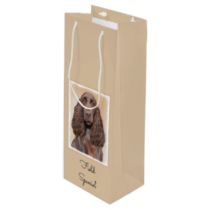 Field Spaniel Painting - Cute Original Dog Art Wine Gift Bag
