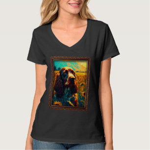 Field Spaniel Painting Sunflower Flower Mom Women  T-Shirt