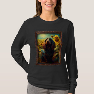 Field Spaniel Painting Sunflower Flower Mom Women  T-Shirt