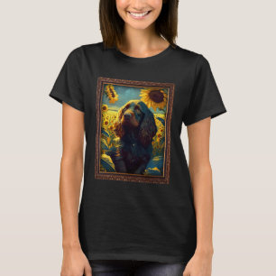 Field Spaniel Painting Sunflower Flower Mum Women T-Shirt