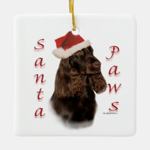 Field Spaniel Santa Paws Ceramic Ornament