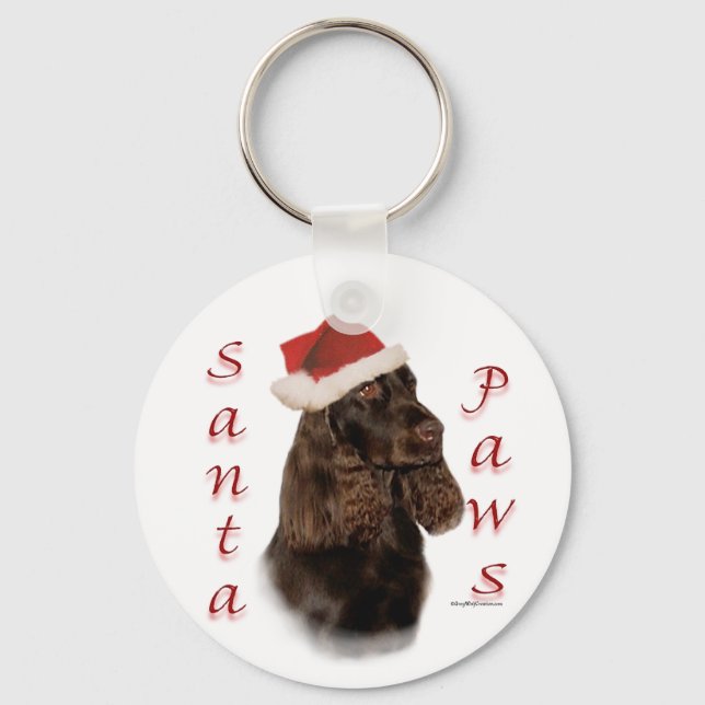 Field Spaniel Santa Paws Key Ring (Front)