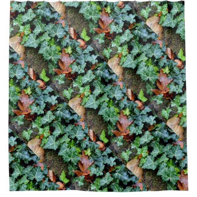 Field Stones, ivy, garden wall, botanical decor  Shower Curtain (Front)