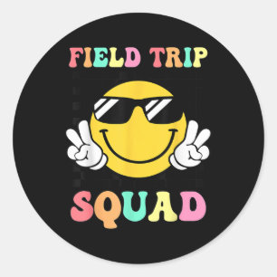Field Trip Squad Groovy Field Day Hippie Smile Fac Classic Round Sticker