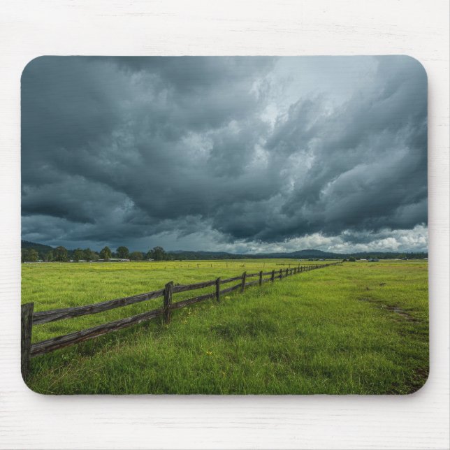 Field with a Wooden Fence Mouse Pad (Front)