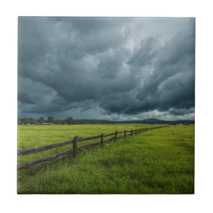 Field with a Wooden Fence Tile