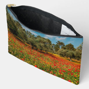 field with flowers and trees accessory pouch