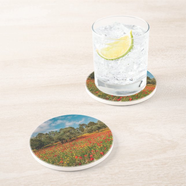 field with flowers and trees coaster (Side)