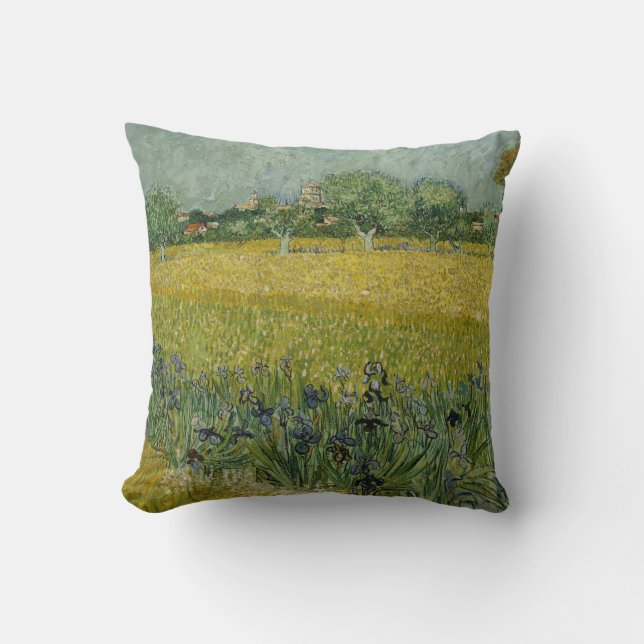 Field with flowers near Arles American MoJo Pillow (Front)