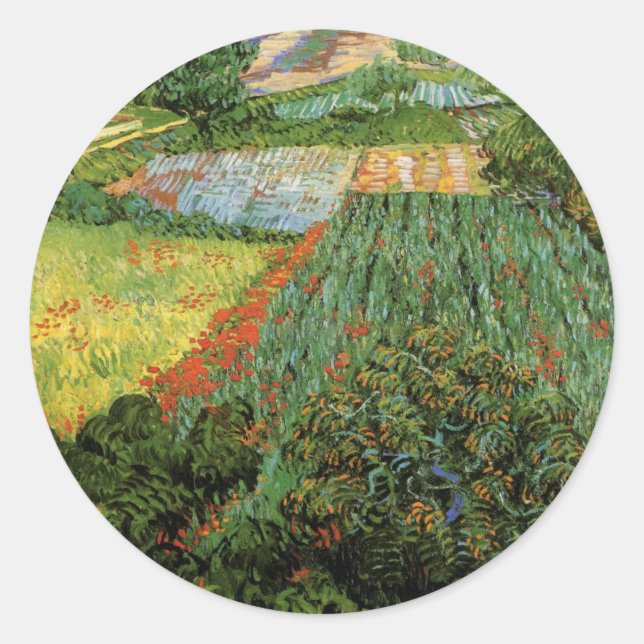 Field with Poppies by Vincent van Gogh Classic Round Sticker (Front)
