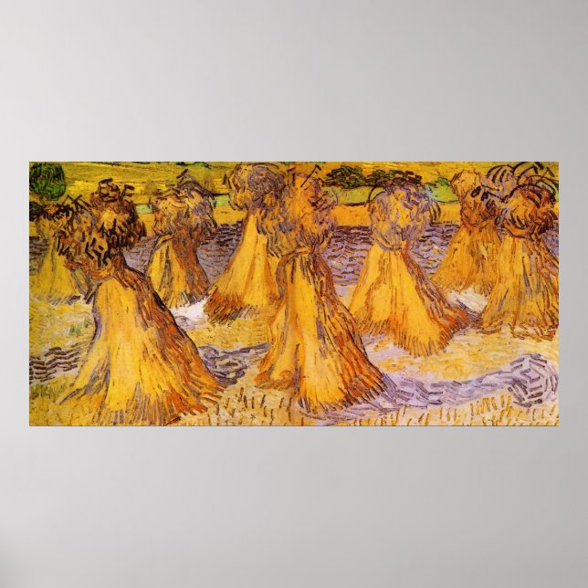 Field with Stacks of Wheat by Van Gogh Poster (Front)