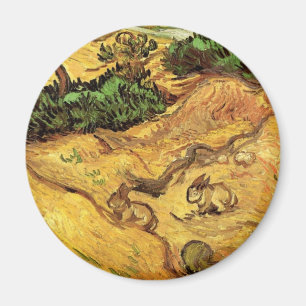 Field with Two Rabbits by Vincent van Gogh Magnet