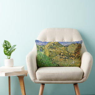 Field with Wheat Stacks by Vincent van Gogh Lumbar Cushion