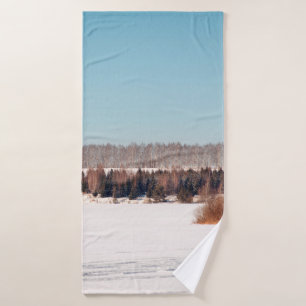 Fields and forests of central Russia. architecture Bath Towel