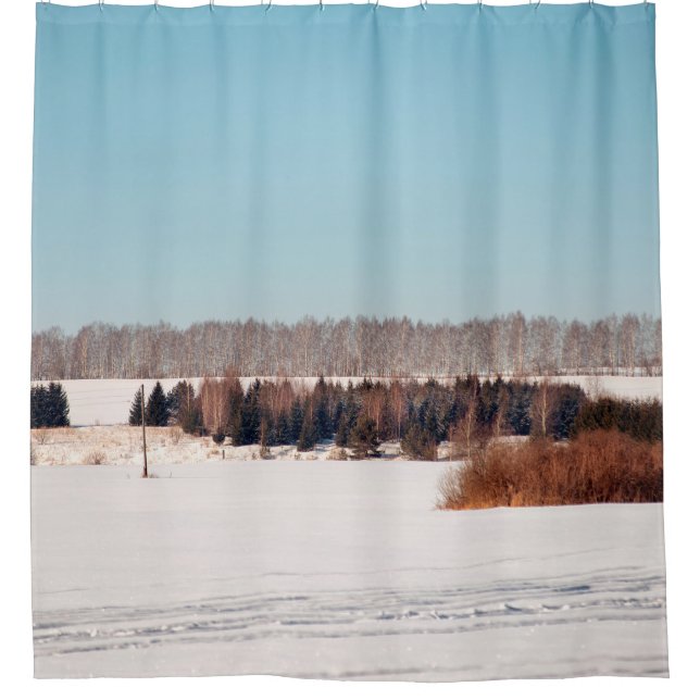 Fields and forests of central Russia. architecture Shower Curtain (Front)