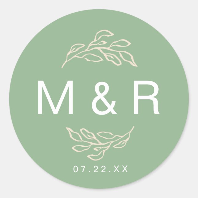 Fields of Dreams Green | Floral Monogram Sticker (Front)
