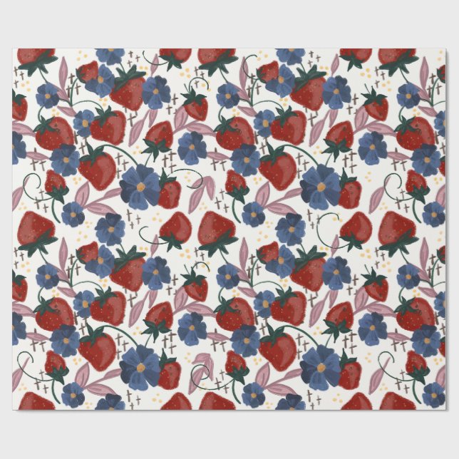 Fields of Strawberries Wrapping Paper (Flat)