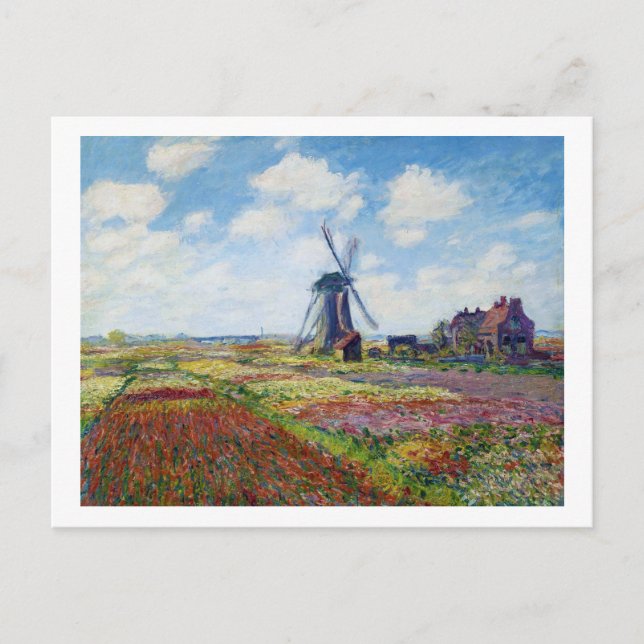 Fields of Tulip With The Rijnsburg Windmill Monet Postcard (Front)