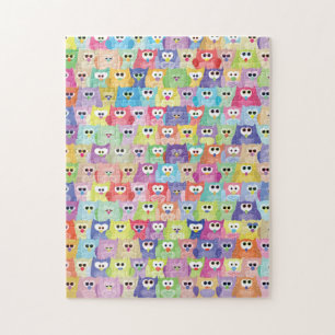 Fiendish Brighlty Coloured Owls Jigsaw Puzzle