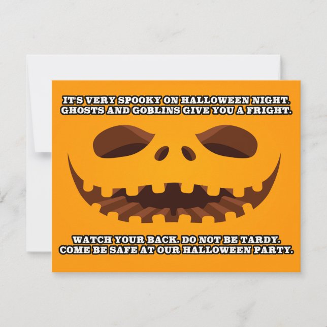 Fiendish Pumpkin Bloody Text Halloween Party Invitation (Front)