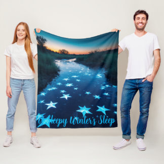 Fierce Abstract River with Magical Stars Sunset - Fleece Blanket