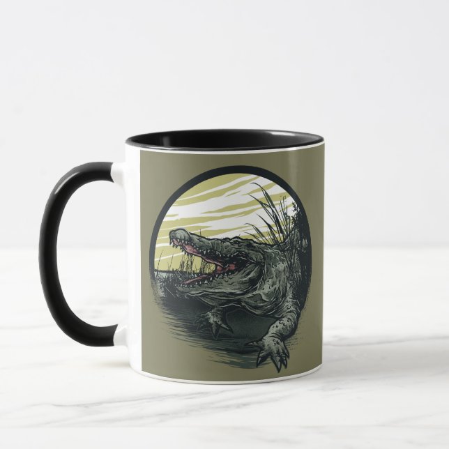 Fierce Alligator Swamp Illustration Art Mug (Left)