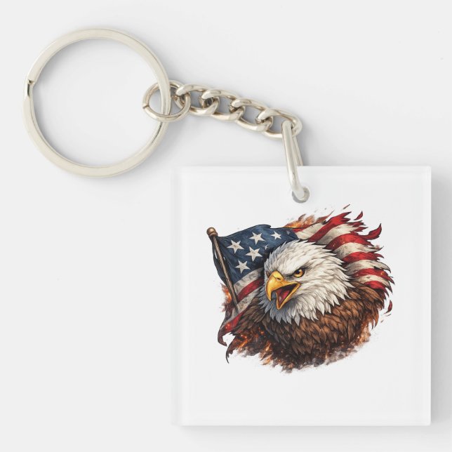Fierce American Eagle – Patriotic Power Design Key Ring (Front)