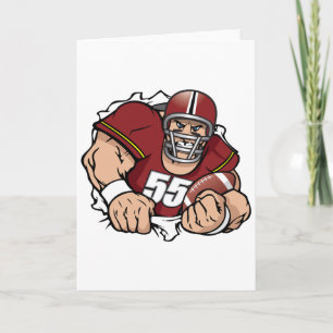 Fierce American Football Player Breaking Through Card