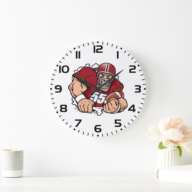 Fierce American Football Player Breaking Through  Large Clock (Creator Uploaded)