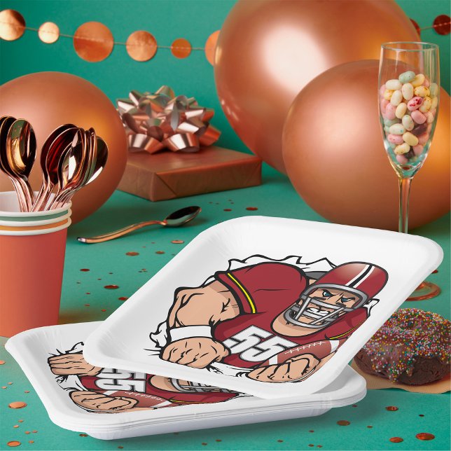 Fierce American Football Player Breaking Through  Paper Plate (Creator Uploaded)