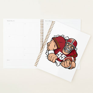 Fierce American Football Player Breaking Through  Planner