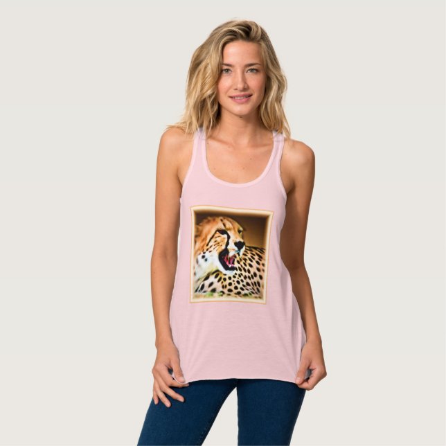 "Fierce and Fiery Cheetah Design". Buy Now Singlet (Front Full)