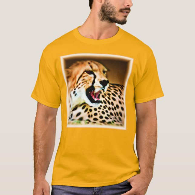 "Fierce and Fiery Cheetah Design". Buy Now T-Shirt (Front)