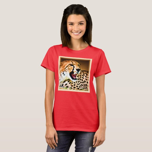"Fierce and Fiery Cheetah Design". Buy Now T-Shirt (Front Full)