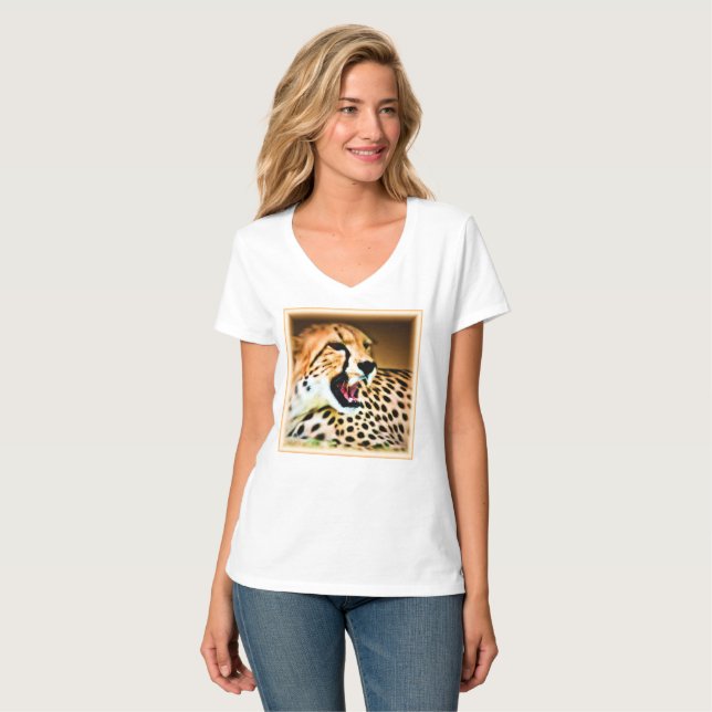 "Fierce and Fiery Cheetah Design". Buy Now T-Shirt (Front Full)