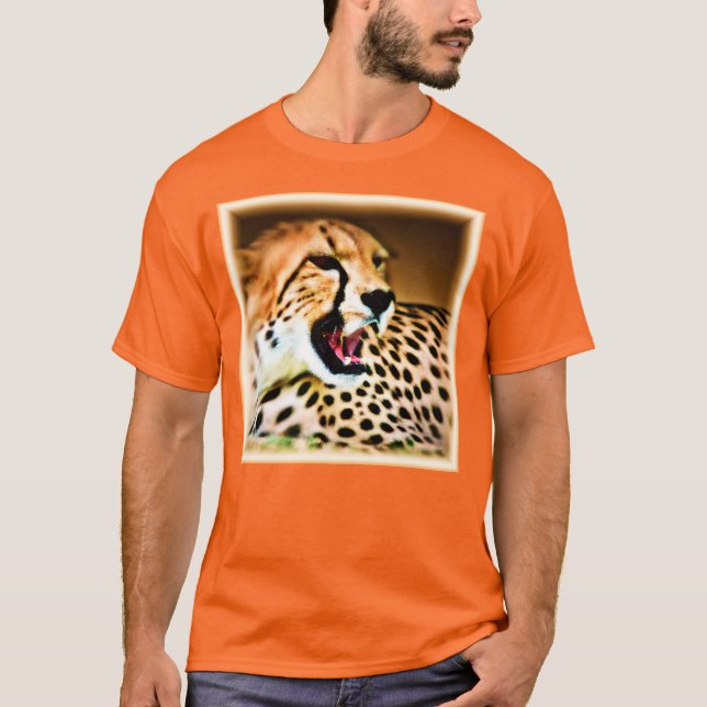 "Fierce and Fiery Cheetah Design". Buy Now T-Shirt (Front)