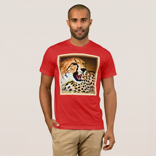 "Fierce and Fiery Cheetah Design". Buy Now T-Shirt (Front Full)